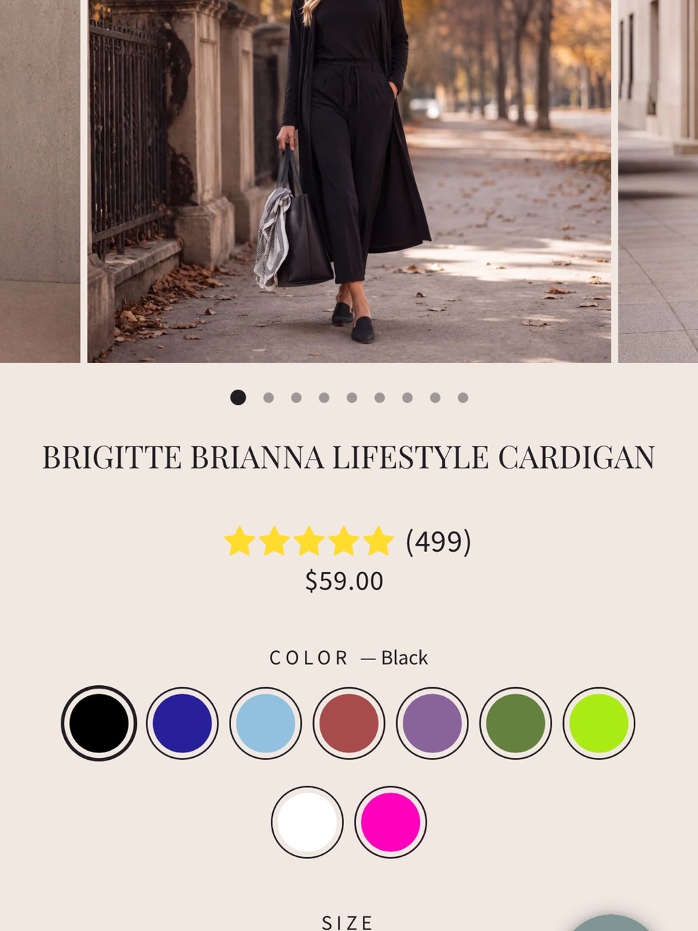 Long Open-Front Black Duster Cardigan with Pockets - Picture 4 of 5